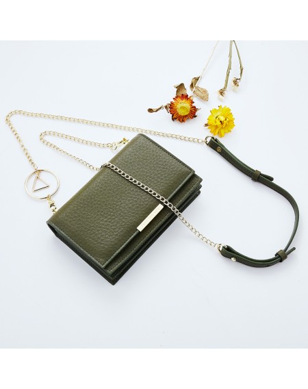 Lady Fashion Simple Shoulder Bag Chain Belt Mini Bag JY704A Dark Green