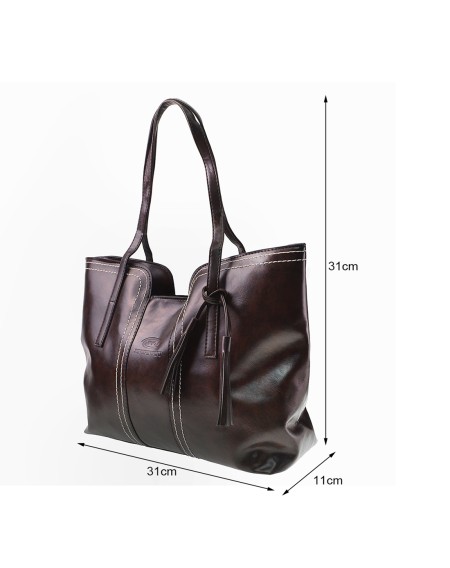 Large Capacity European and American Style Women's Single Shoulder Bag Brown