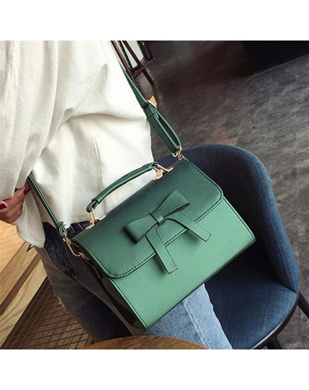 Cute Bowknot PU Leather Women Girl Handbag Bag Single Shoulder Crossbody Bag