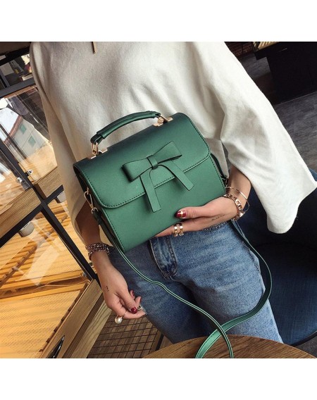 Cute Bowknot PU Leather Women Girl Handbag Bag Single Shoulder Crossbody Bag