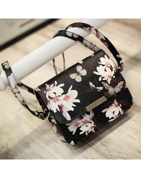 Women Floral Pattern leather Handbag Small Messenger Bag Clutch Shoulder Bags