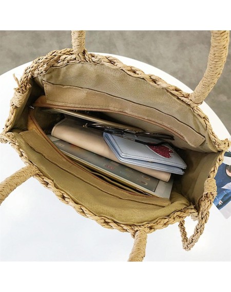 Women Straw Braided Weave Totes Bag Summer Casual Beach Handbags Rattan Bag