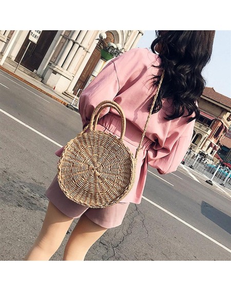 Women Straw Braided Weave Totes Bag Summer Casual Beach Handbags Rattan Bag