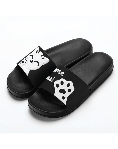 Soft Soled Men Women Summer Slippers Cute Cat Pattern Non-slip Couple Slippers