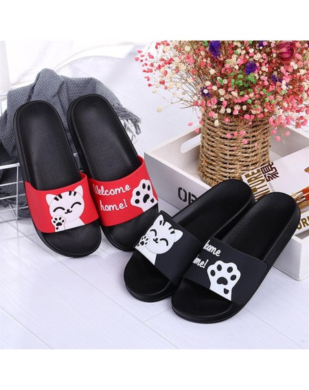 Soft Soled Men Women Summer Slippers Cute Cat Pattern Non-slip Couple Slippers