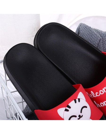 Soft Soled Men Women Summer Slippers Cute Cat Pattern Non-slip Couple Slippers