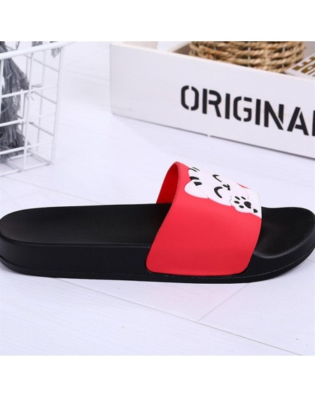 Soft Soled Men Women Summer Slippers Cute Cat Pattern Non-slip Couple Slippers