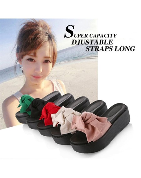 Fashion Large Bowknot Sandals Slippers Women Platform Shoes Summer Beach Shoes