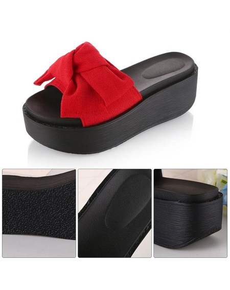 Fashion Large Bowknot Sandals Slippers Women Platform Shoes Summer Beach Shoes