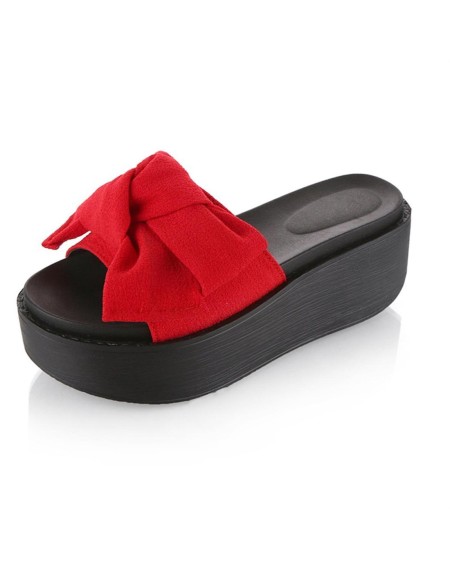 Fashion Large Bowknot Sandals Slippers Women Platform Shoes Summer Beach Shoes