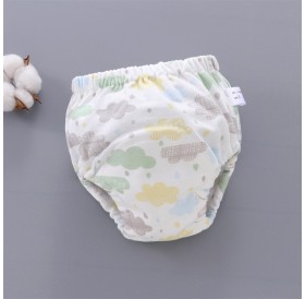 Baby training pants can be washed 6 layers of gauze urine cloth learning pants light green cloud light green 100 (12-24 kg baby) M