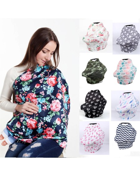 Baby smock car cover shade shade windshield nursing towel milk silk print baby stroller cover CPC certificate 70*70*32CM color feather