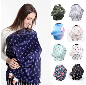 Baby smock car cover shade shade windshield nursing towel milk silk print baby stroller cover CPC certificate 70*70*32CM color feather