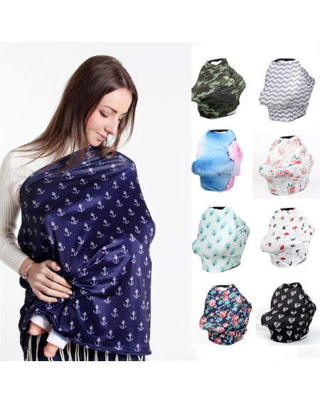 Baby smock car cover shade shade windshield nursing towel milk silk print baby stroller cover CPC certificate 70*70*32CM color feather