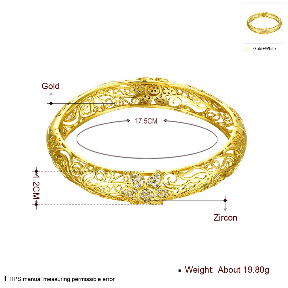 Z025-A Noble Zircon Carving Pattern Gold Bracelet