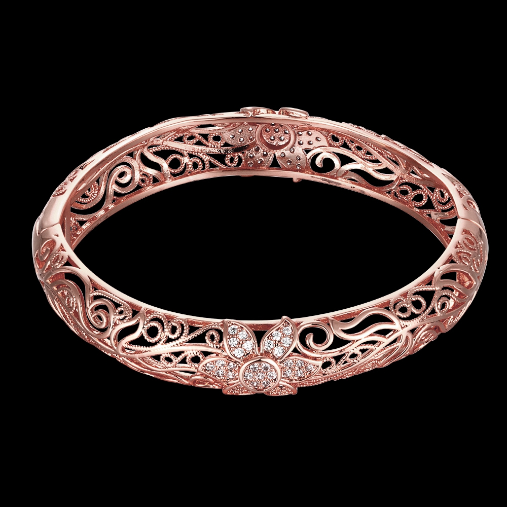 Z025-B Noble Zircon Carving Pattern Rose Gold Bracelet