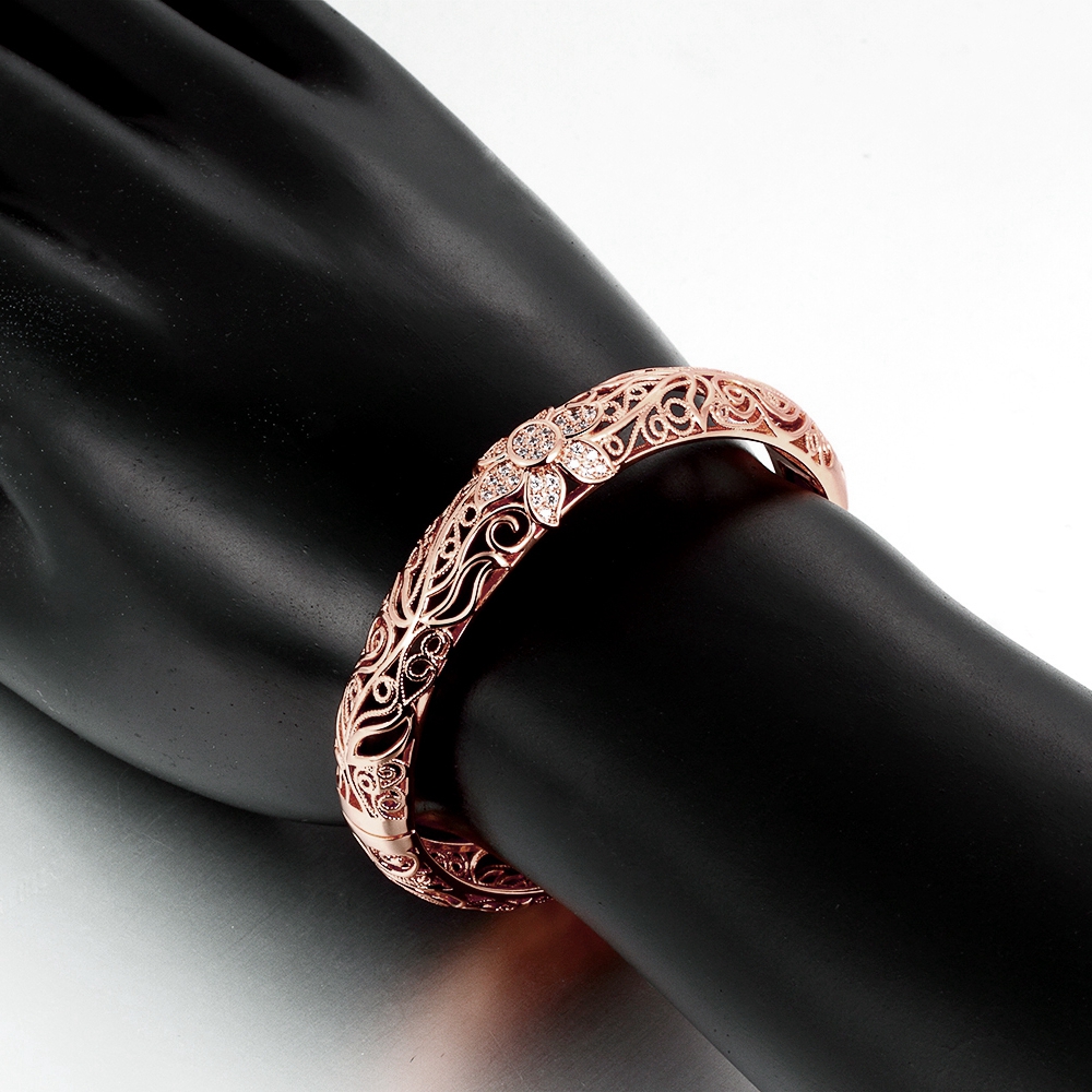 Z025-B Noble Zircon Carving Pattern Rose Gold Bracelet